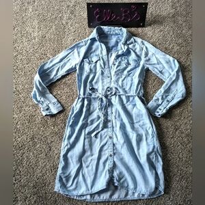 EUC Gap Button Front Denim Dress W/Belt XS